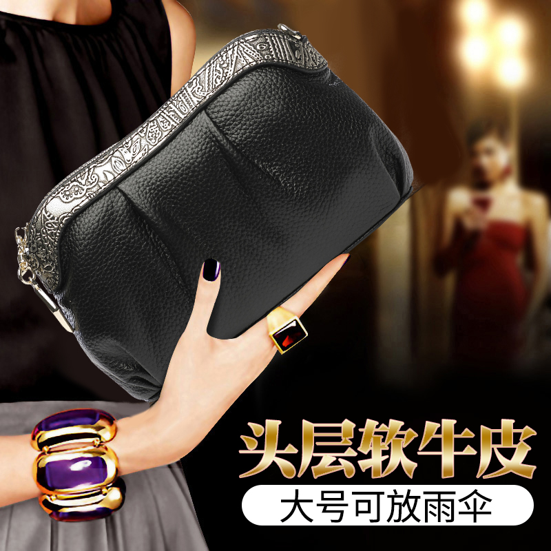 真皮手拿包女气质2025时尚新款小手包休闲百搭软皮斜挎小包贝壳包