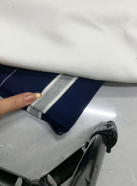 13元一米藏蓝色灰白条纯棉2:2定位螺纹，满28包邮