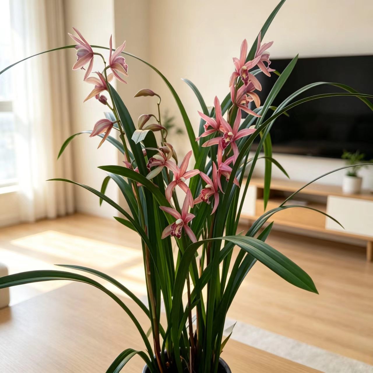 建兰（带3-4支花）红玉香妃 室内兰花盆栽基地直发带花苞兰花