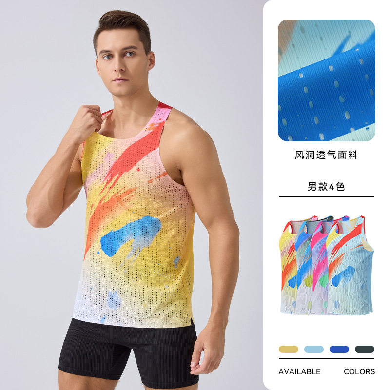 专业马拉松跑步运动背心男夏季超轻速干工字背田径服训练T恤上衣