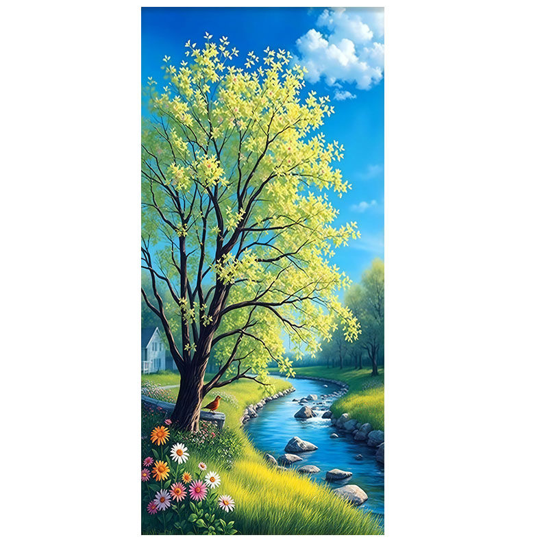 田园风景风水自粘画贴纸客厅玄关办公室流水生财墙贴海报装饰画,家居饰品,现代装饰画,淘宝优惠券,粉丝福利购,淘宝优惠卷