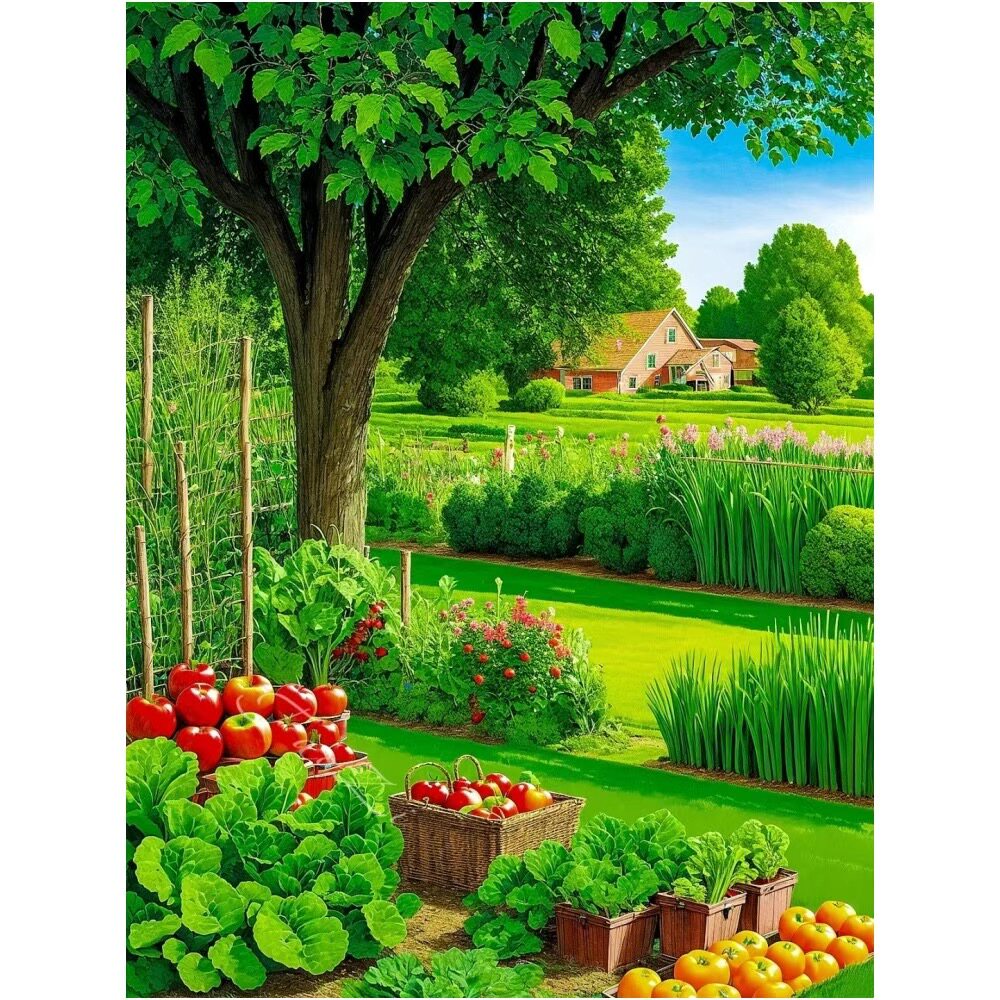 绿色田园丰收图自粘装饰画客厅卧室墙贴画现代简约防水贴纸海报画