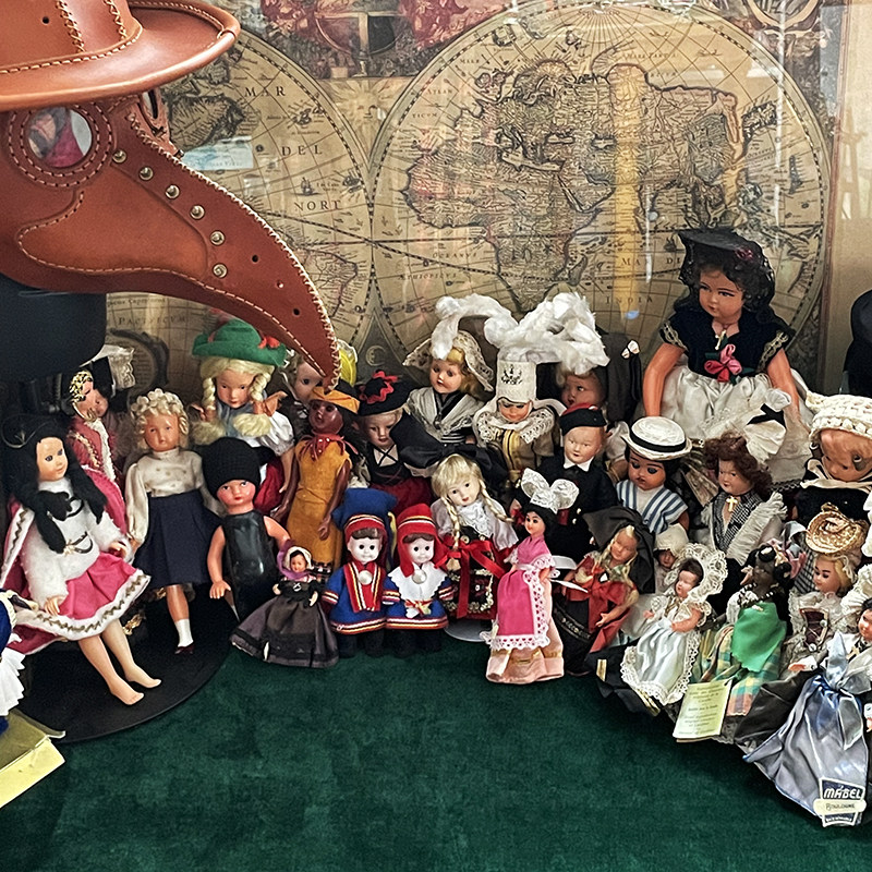 vintage欧洲法国购回古董橡胶皮陶瓷娃娃 复古卧室摆件古着收藏品