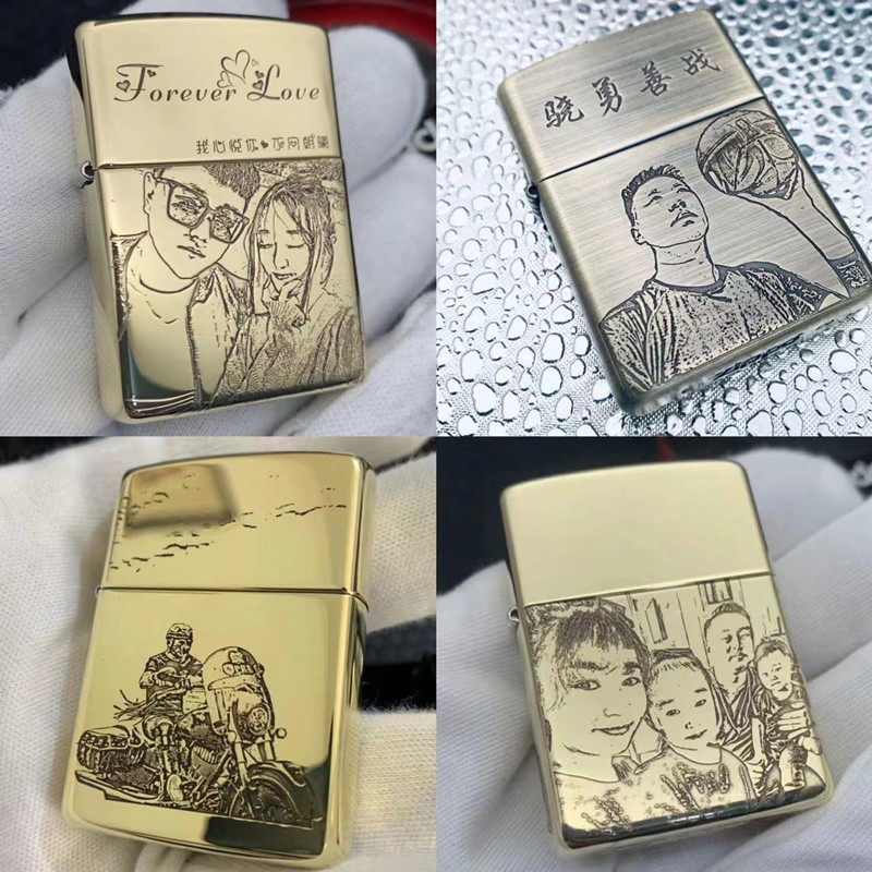 正品ZIPPO之宝防风煤油火机纯铜盔甲精雕照片图案自定私人个性礼