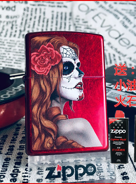 左左进口原装美国ZIPPO防风煤油打火机红光漆墨西哥女孩女郎28830