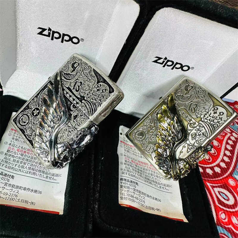 全新正品ZIPPO防风煤油打火机日版贴章古银熏银款骷髅 天使翼收藏