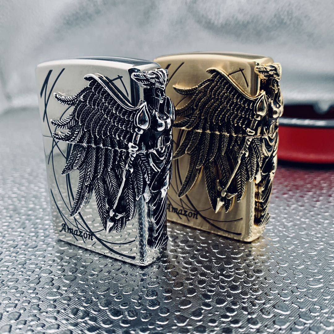 正品原装ZIPPO防风煤油打火机 韩版亚马逊三面贴章自由女战士送礼