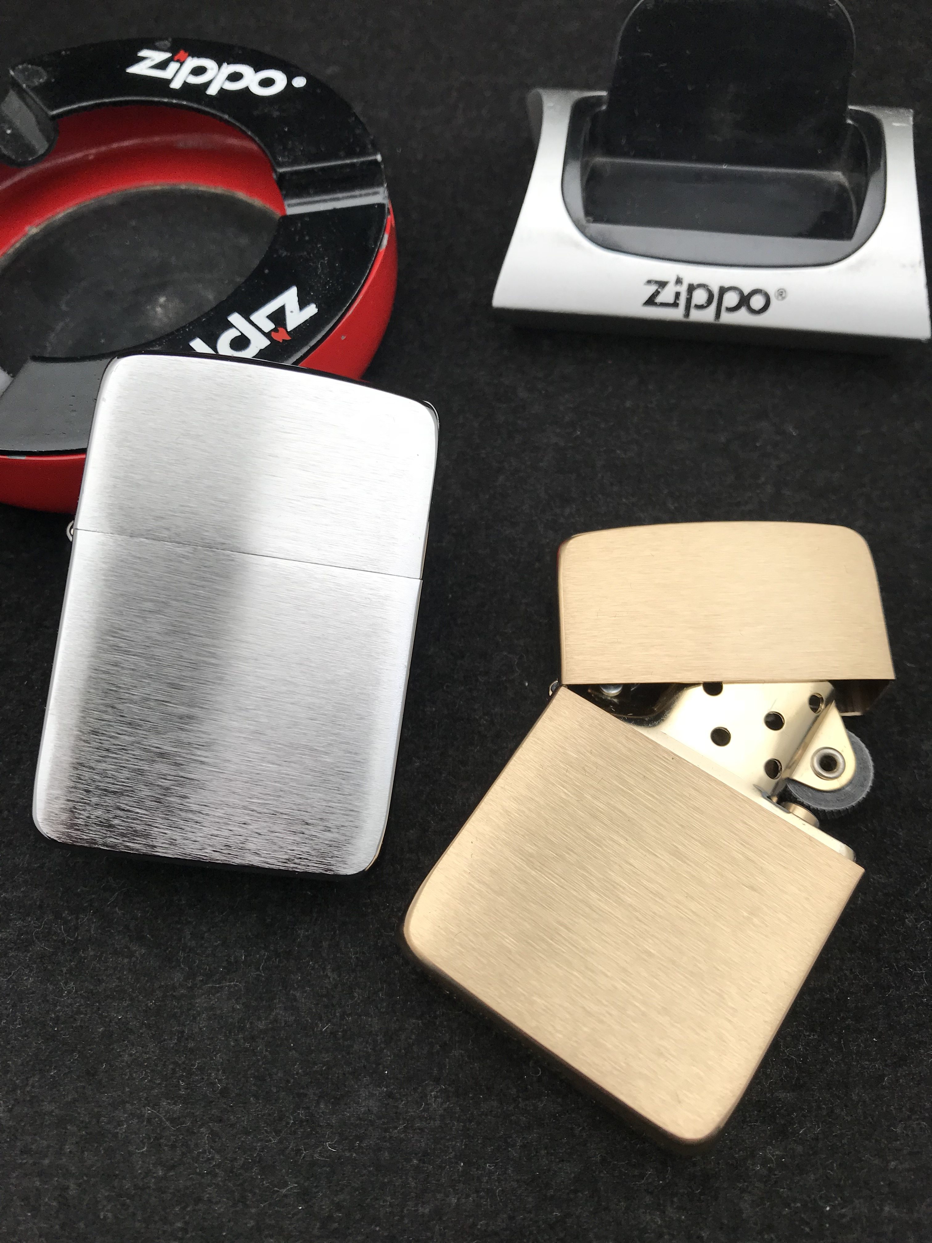 左左进口原装美国ZIPPO防风煤油打火机纯铜1941复刻拉丝光板