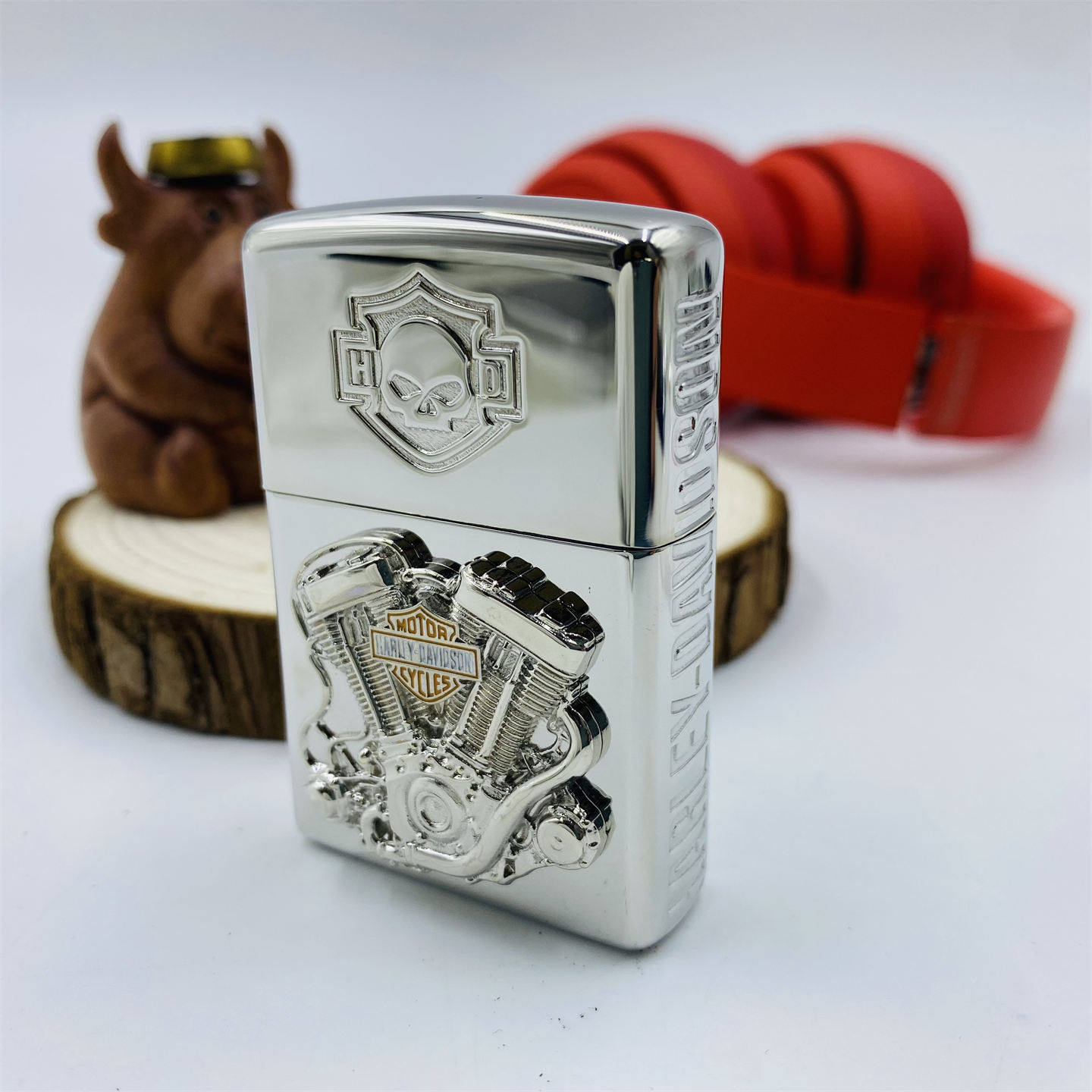 ZIPPO贴章镀银哈雷发动机