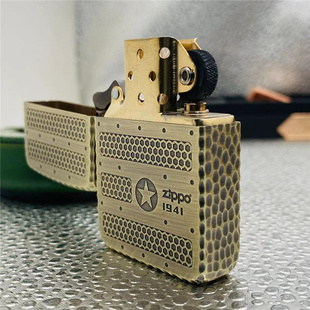 正品ZIPPO防风煤油打火机1941纯铜五角星标志手雕陨石坑 男士送礼