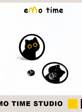 emo原创小黑猫蹲蹲猫胸针创意可爱卡通徽章宠物文创礼品男女配饰