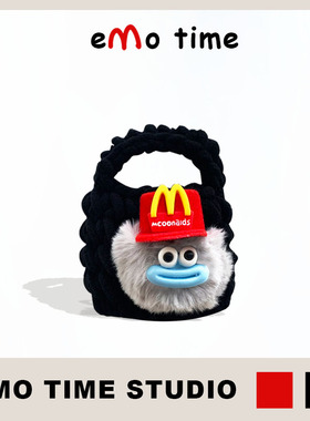emo麦麦丑八怪黑色耳机包毛绒蓝牙耳机保护套适用苹果airpods3小米华为vivo爱国者通用情侣挂件包配饰百搭