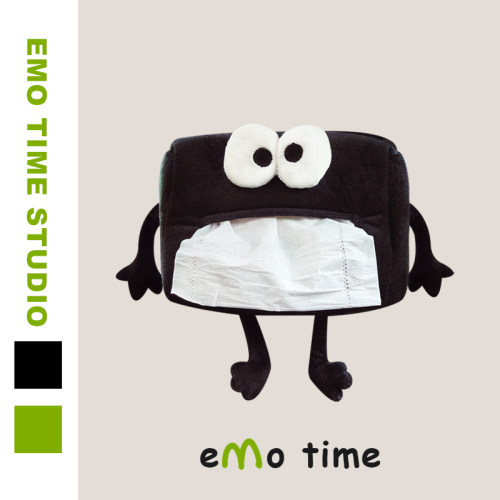 emo原创淡定小柴人车载纸抽盒可爱毛绒抽纸盒车内装饰抽纸收纳盒