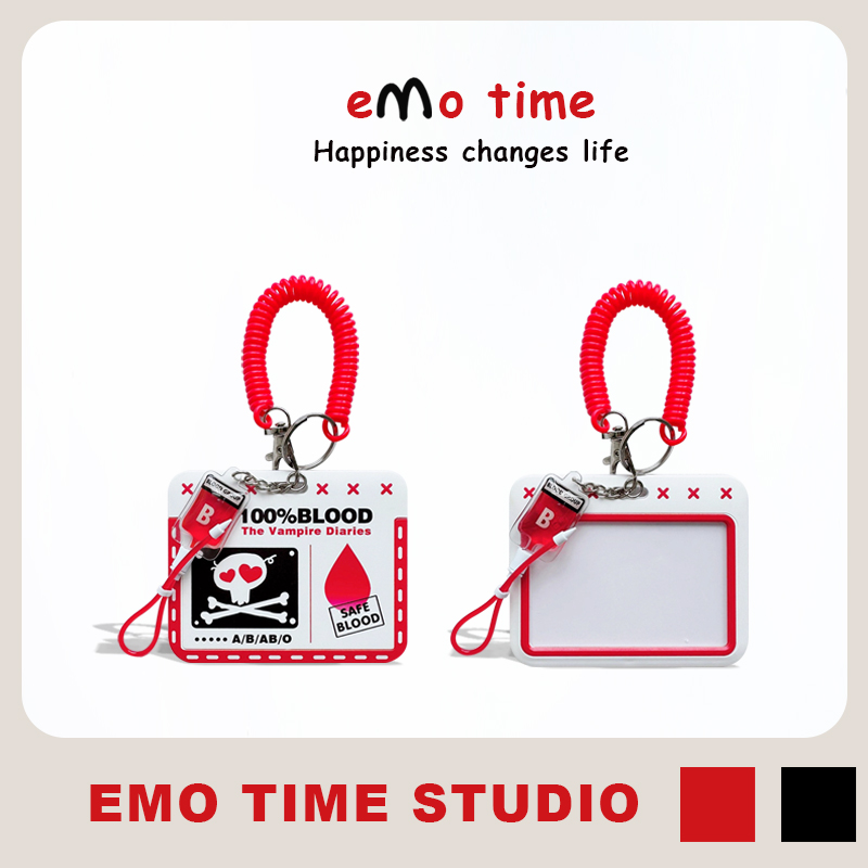 emo原创白骷髅血袋便携卡套公交地铁食堂门禁学生证门禁卡弹簧套