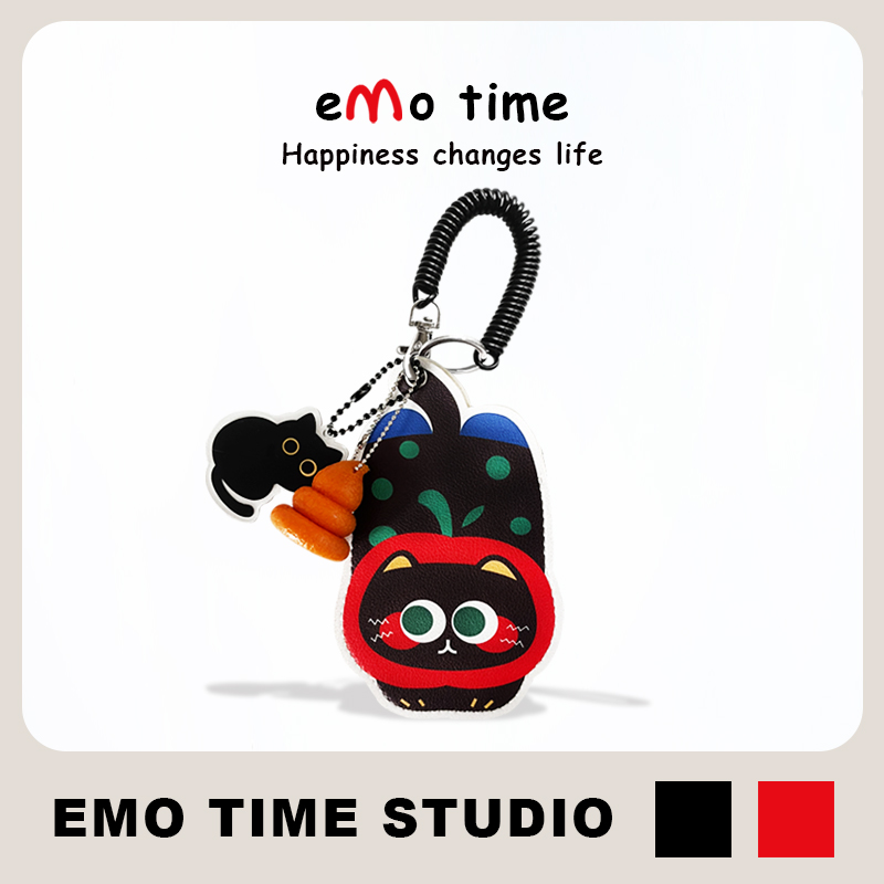 emo原创苹果头趴趴猫pu卡套便携公交地铁食堂门禁学生证件收纳套