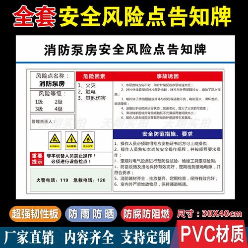 消防泵房风险点告知牌岗位标示牌
