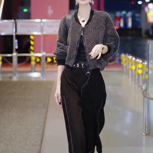 美式慵懒短款外套宽松显瘦棒球领开衫洋气小个子百搭休闲外穿上衣