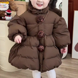 韩版童装女童羽绒服2025年春秋季新款儿童时髦泡泡袖儿童绒外套