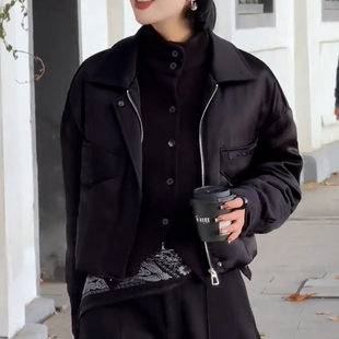 翻领长袖鹅绒服宽松休闲防风羽绒服轻奢简约休闲短款百搭羽绒棉服