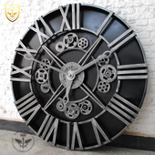 酒吧咖啡店餐厅家居墙面软装 铁艺工业风 1米齿轮钟模型摆件 饰