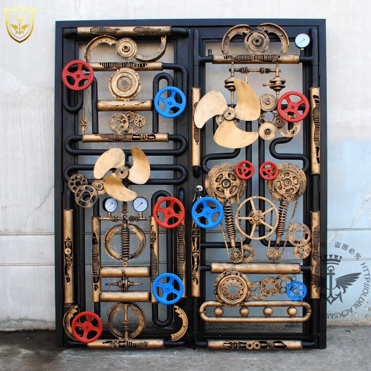 铁艺 工业风 朋克风定制大门双开门 酒吧酒店主题餐厅 软装饰