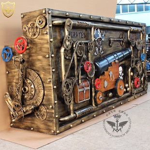 前台 大炮收银吧台 迎宾台 朋克风酒吧餐厅工业风 手工铁艺重金属