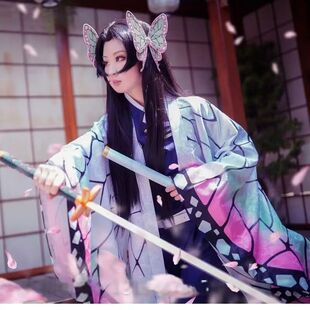 暗纹款鬼灭之刃 蝴蝶忍cos头饰 蝴蝶 香奈乎 虫柱 cos香奈惠服装