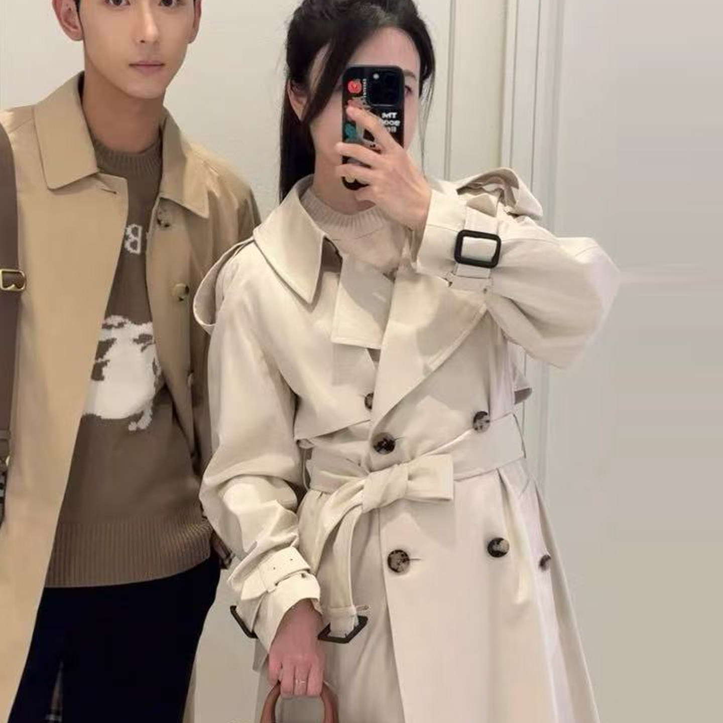 B家大牌明星同款秋新款气质修身显瘦宽松中长款风衣外套女白色潮