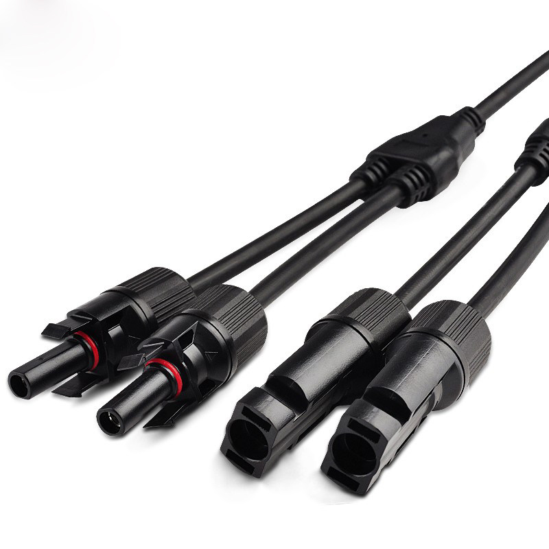 mc4光伏连接器y型三通公母插头太阳能电池板组件并联一分二连接头