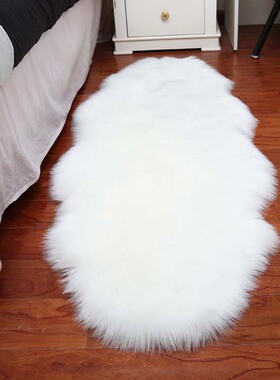 北欧仿羊毛地毯卧室床边毯客厅茶几地毯装饰毯子长毛毛绒地毯白色
