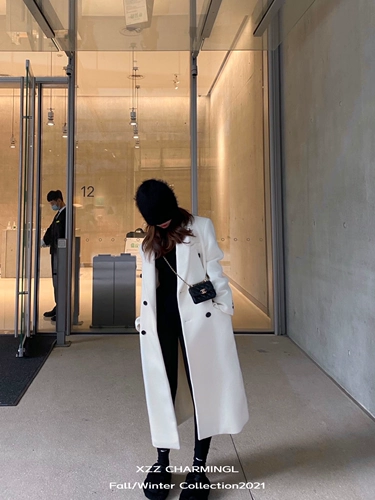 Классический двусторонний костюм, белое шерстяное пальто, куртка, свободный прямой крой