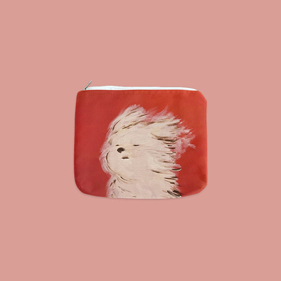 喵大与汪二 ins吹风小狗插画卫生巾收纳包零钱包耳机包便携小包