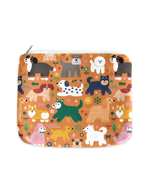 dooda新款狗狗俱乐部零钱包清新ins卡通耳机包便携收纳帆布小包