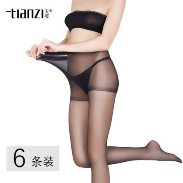 6双装 天姿12D超薄加裆加大丝袜连裤袜防勾丝微压隐形美腿袜8202B