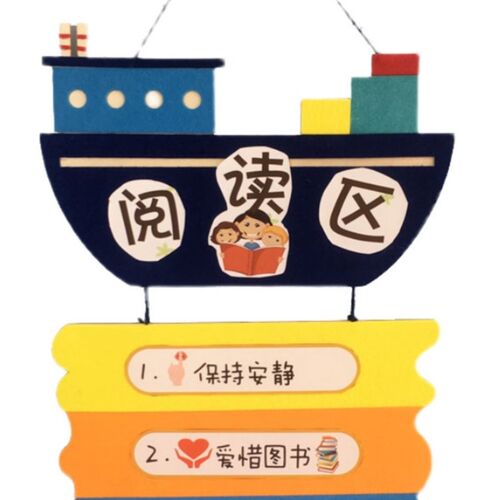 幼儿园阅读区角i环创挂饰区域规则标识牌海洋风布置进区材料装饰