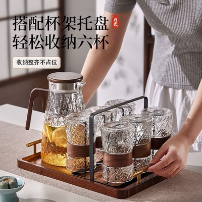 雅港玻璃杯c套装家用大容量喝水杯子办公室待客耐高温中式泡茶杯