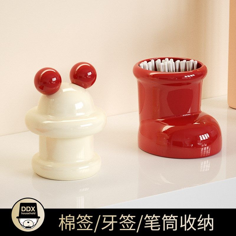 轻奢高级牙签盒家用m桌面棉签牙线收纳盒牙签罐创意新款高颜值陶,收纳整理,牙签盒,淘宝优惠券,粉丝福利购,淘宝优惠卷