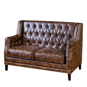 美式 乡村真皮沙发头层牛s皮客厅办公室休闲洽谈咖啡厅桌椅组合复