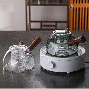 养生泡茶壶高硼硅玻璃茶具蒸汽壶茶 侧把蒸茶c壶电陶炉煮茶器套装