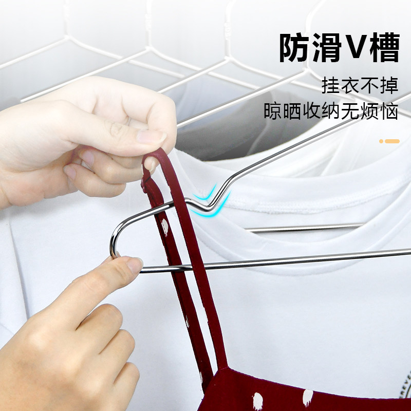 包邮正宗304不锈钢钢印衣架实B心钢珠圆头衣架家用衣撑防滑晾晒架,收纳整理,金属衣架,淘宝优惠券,粉丝福利购,淘宝优惠卷