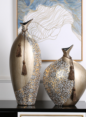 欧式轻奢陶瓷贴花花瓶摆件美式客厅G电视柜酒柜家居玄关装饰摆件