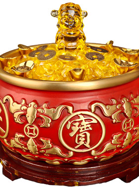 存钱罐聚宝盆铜缸纯铜米r缸聚财黄铜器铜盆全铜乔迁之喜家用沈万