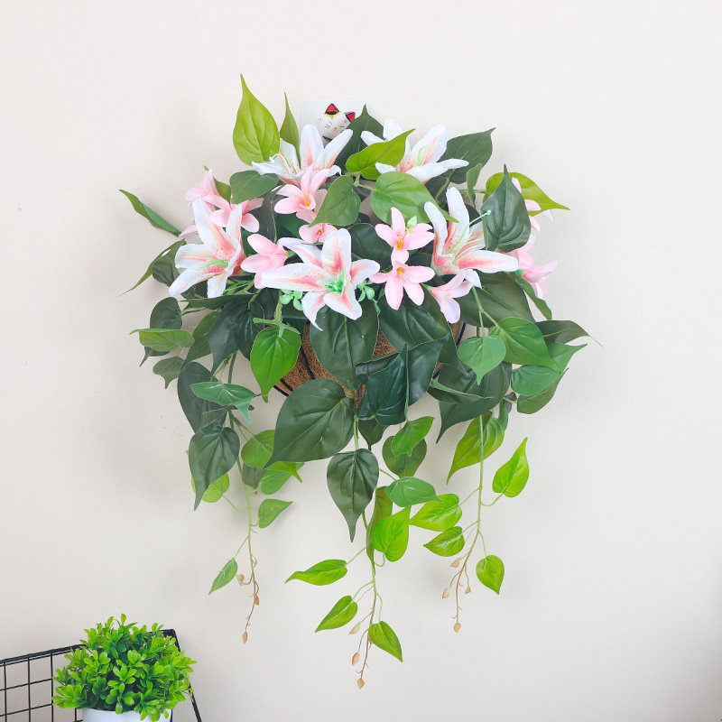 壁挂花艺植物墙壁花草o装饰挂墙挂壁花篮室内客厅假花仿真花挂花