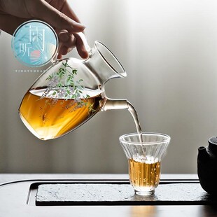 紫藤花玻璃仿宋壶泡绿茶个人w专用茶具一人茶壶执壶家用泡茶器茶