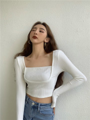 The real price does not reduce the thin slim big collar short T-Shirt Top