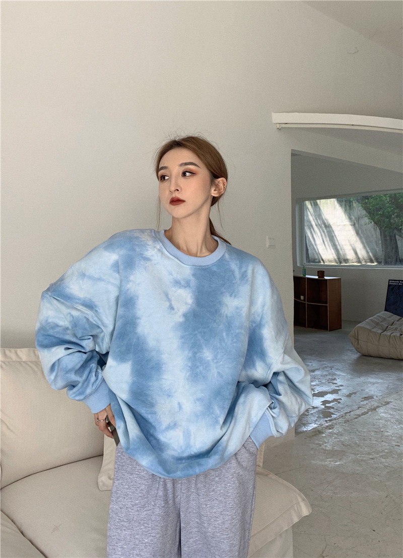 Korean loose BF style Pullover tie dyed sweater