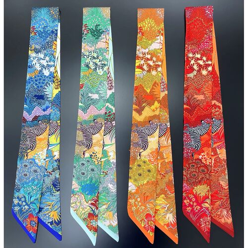 2024 Brand Design Zebra In Flowers Women Scarf Luxury Silk S