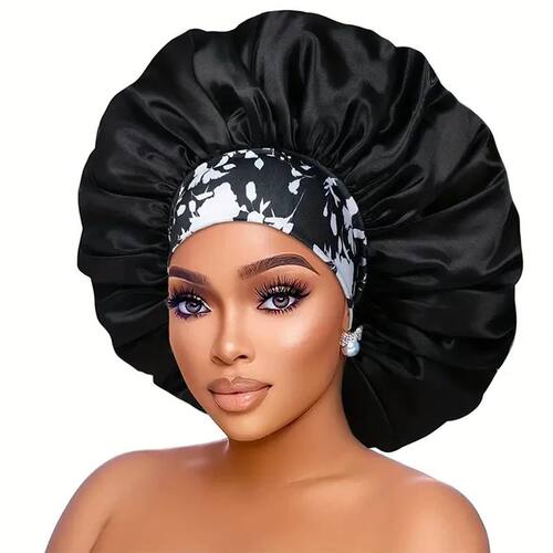 Women Extra Large Silky Satin Hair Bonnet Thick Hair Sleep C