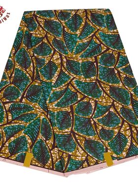 Ankara African Print Leaf Pattern Fabric Patchwork Real Wax