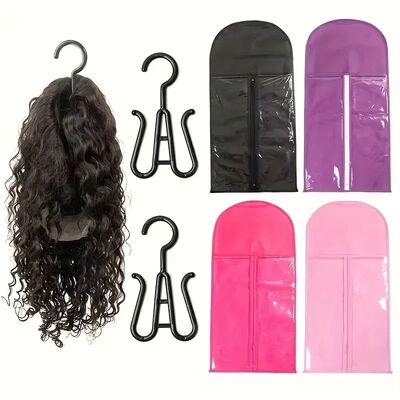 2PCS Wig Storage Bag With Hanger Hair Bags With Plastic Hang